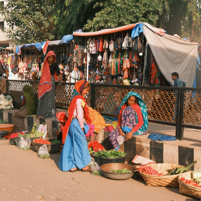 Marché tribal à Ambaji, circuit Gujarat avec Heart of India Travel.